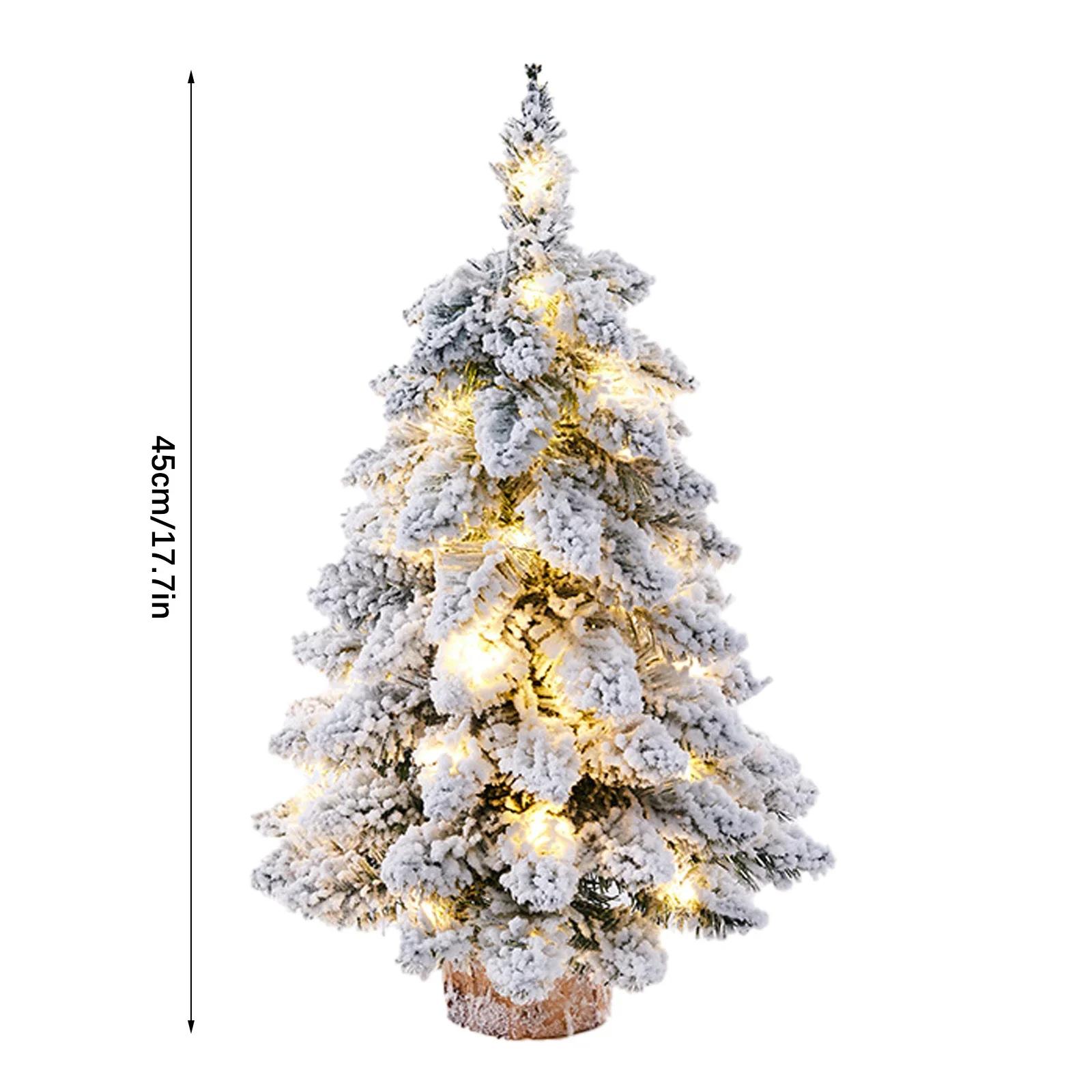 

Flocking Christmas Tree Desktop Ornament Party Decor With Light Navidad Festival Ornaments Holiday Ambiance Small Cedar Pine 45cm
