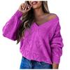 Damen Pullover mit herzförmigem, hohlem V-Ausschnitt und langen Ärmeln, Pulloverbluse, Strickpullover