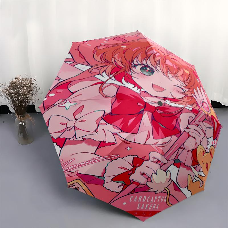 Cardcaptor Sakura & Fanart Automatic Opening and Closing Umbrella - Small Umbrella Suitable for Various Occasions, Portable 3-Fold Small Umbrella for