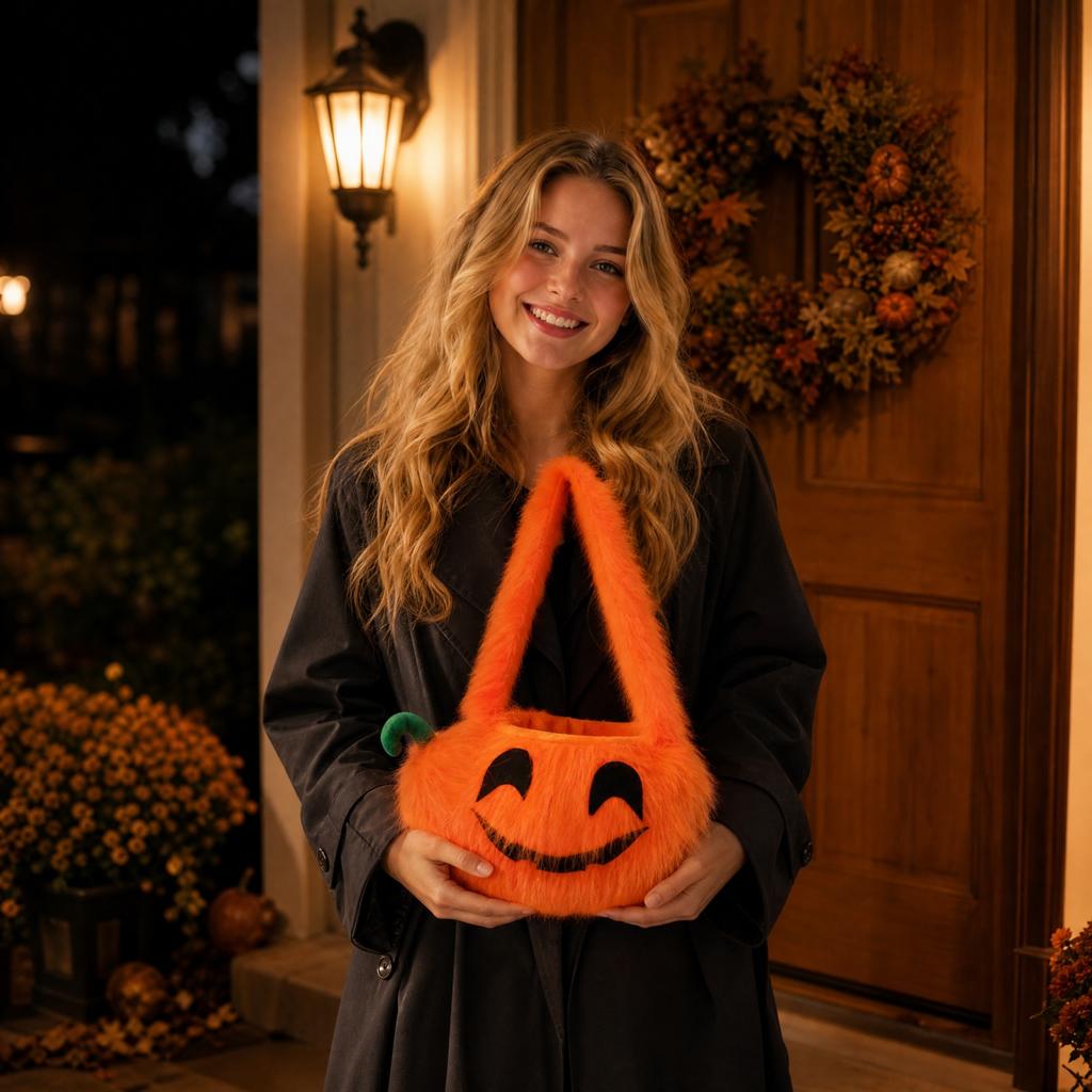 Halloween or Bag with Lid Handbag for Candy