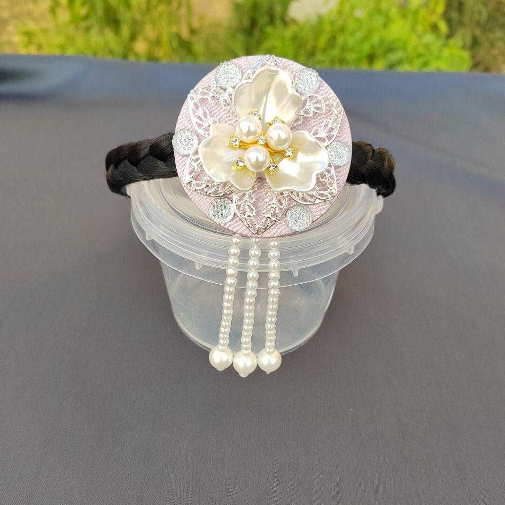 Blumen Hanbok Haarband Perlen Bühnentanz Haarreif Retro Koreanisches Stirnband Hanfu Accessoires