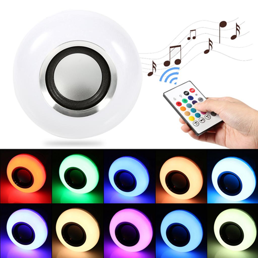 E27 12W LED Light Bulb RGB Bluetooth Speaker Music Remote Control Color Changing Lamp for Bedroom Party Decor