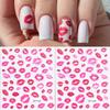 Fantasy Heart & Kiss Print Nail Art Stickers - Self-Adhesive, Nail Decals for Easy DIY Manicures Decoration