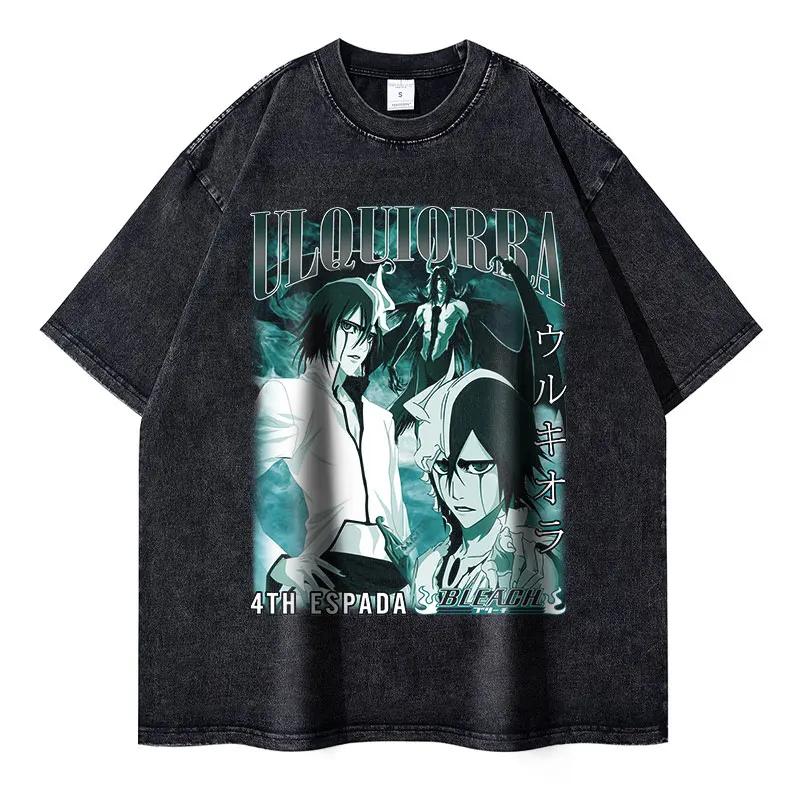 

Ulquiorra Cifer T Shirts Unisex Vintage Washed Oversized Anime Tshirt Short Sleeve Streetwear Unisexga Arrancar Espada No Tops Tees M