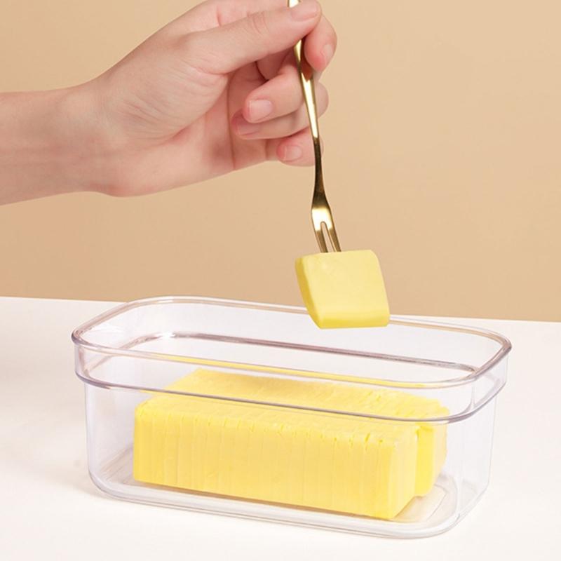 Food Grade Plastic Butter Storage Box with Cutter Leak Proof Container For Cheese Dairy Products Kitchen Organization