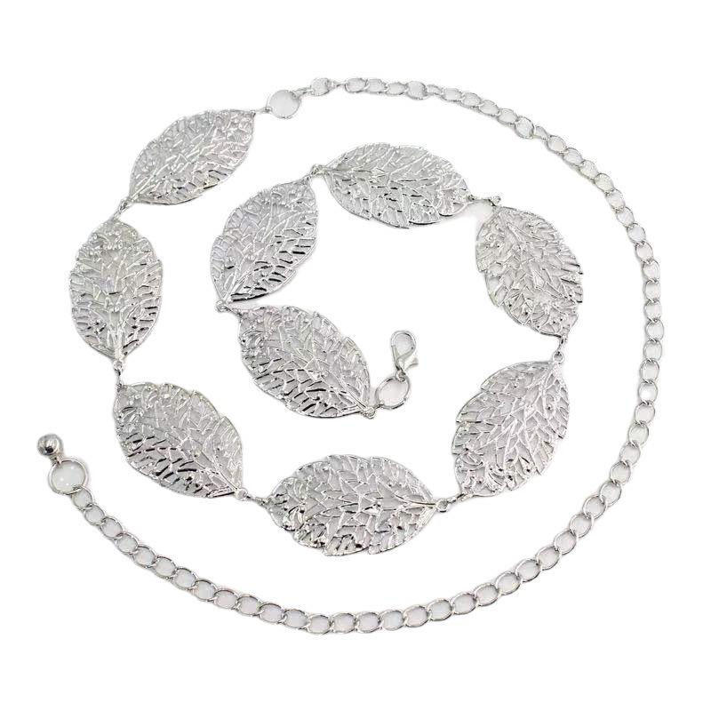 Korean Version of Metal Belt for Women Fashion Versatile Leaves Air-decorative Dress Waist Decoration Waist Chain Body Chain