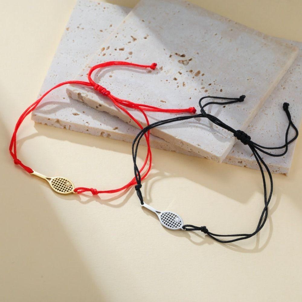 Sport Style Tennis Racket Bangle Stainless Steel Weave Rope Bracelet Tennis Racket Bracelet  Gifts