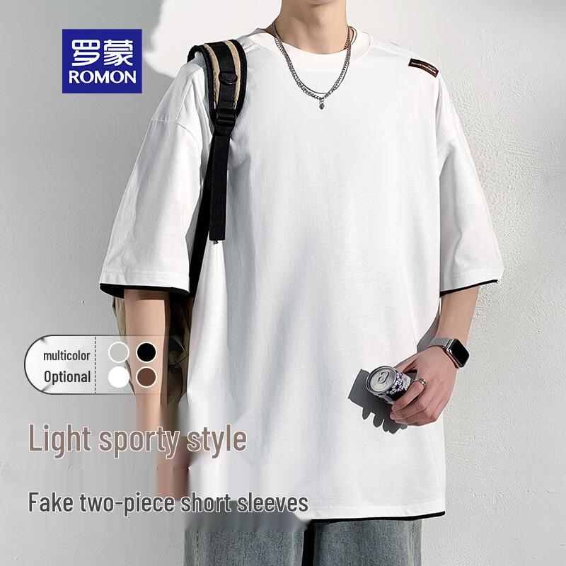 

Romon Men s Sorona Cotton Blend Loose Fit Short Sleeve T-Shirt XL