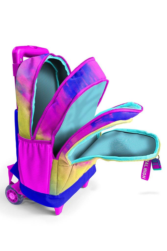 Tříkomorový školní batoh na kolečkách s barevným batikovaným vzorem pro děti Coral High Kids 23957