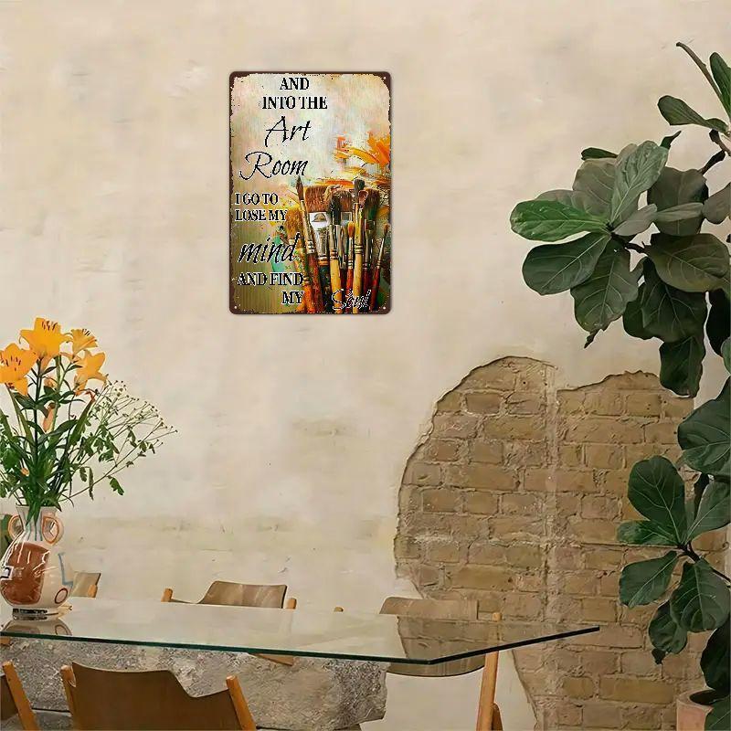 Vintage Metal Iron Art Room Sign, Motivational Wall Decor for Artist'S Home, Bar, Cafe And Studio