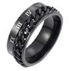 Unisex Titanium Steel Roman Numerals Twist Chain Ring Party Jewelry Gift