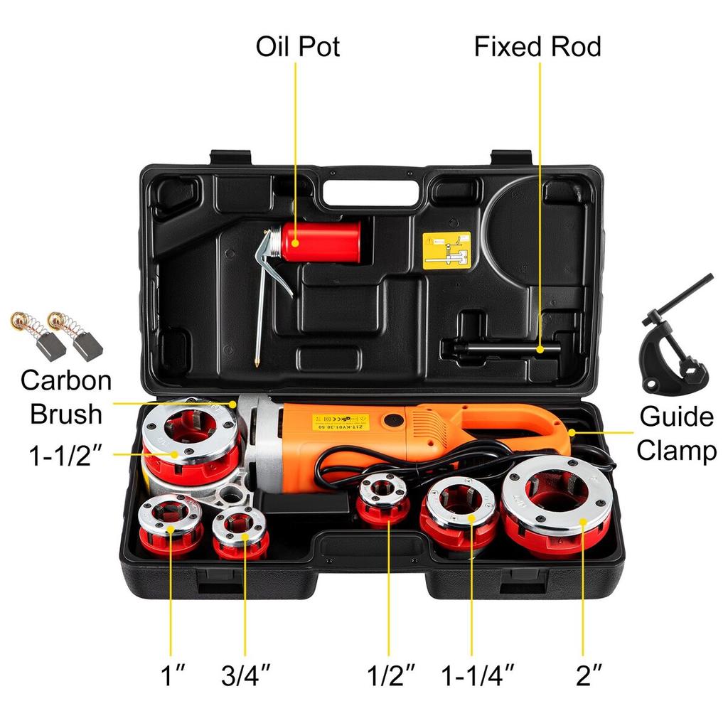 Electric Pipe Threader, 2300W Pipe Threading Machine, Heavy-Duty Hand-Held Power Drive Kit, 220V Pipe Threader Machine, Portable Pipe Threader with 6