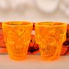 1pc Creative Transparent Orange Skull Print Mug, Plastic Funky Water Cup For Household
