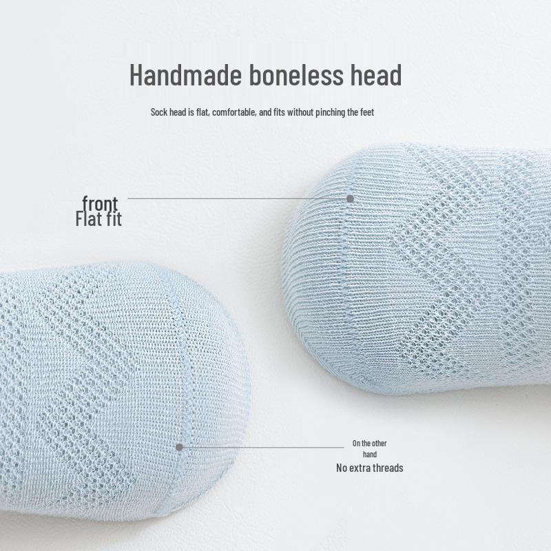 Children's Mid-Calf Mesh Socks - 5-Pack, Combed Cotton, Breathable, No-Sew, High Elastic Band