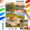 Digital Painting Kit Oil Painting Picnic by Lake Basket Flower Glasses Landscape DIY Home Decoration Painting