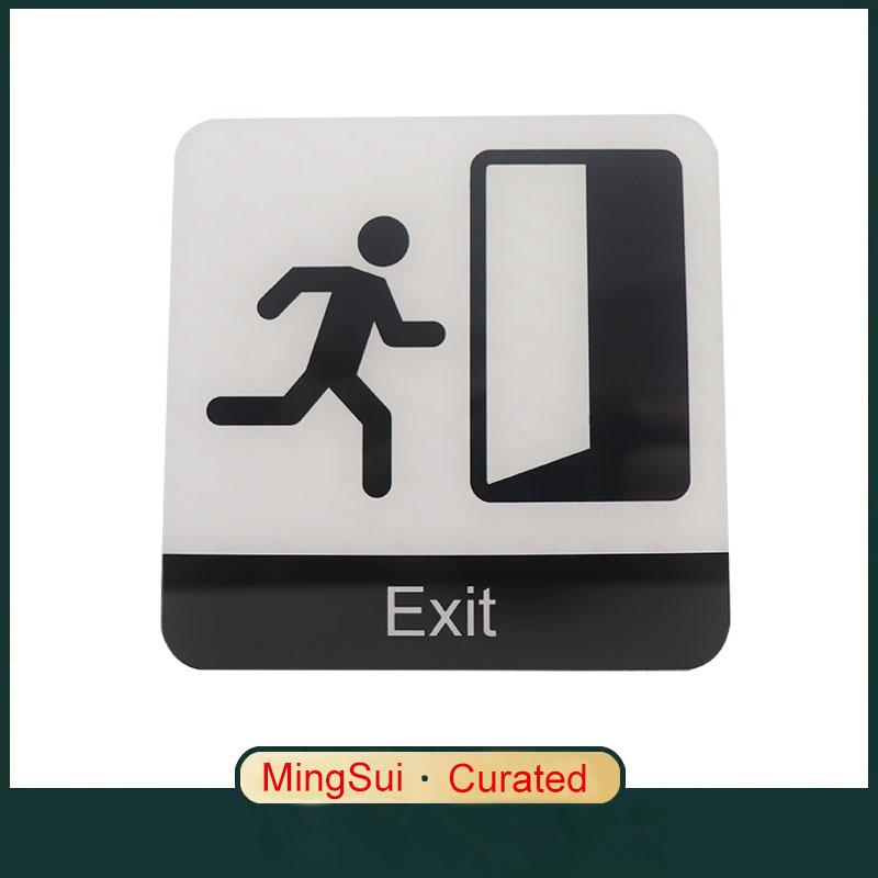 Pop Black Acrylic Creative Signage Exit Sign Wall Label Sticker Reminder Badge for Shopping Malls Cinemas Office Buildings Industrial Schools Hospital