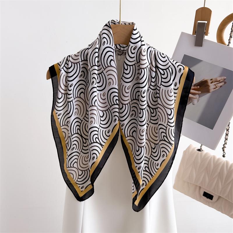 Elegant Spring Floral Silk-Blend Square Scarf - Headscarf & Neck Protection Neckerchief for Women