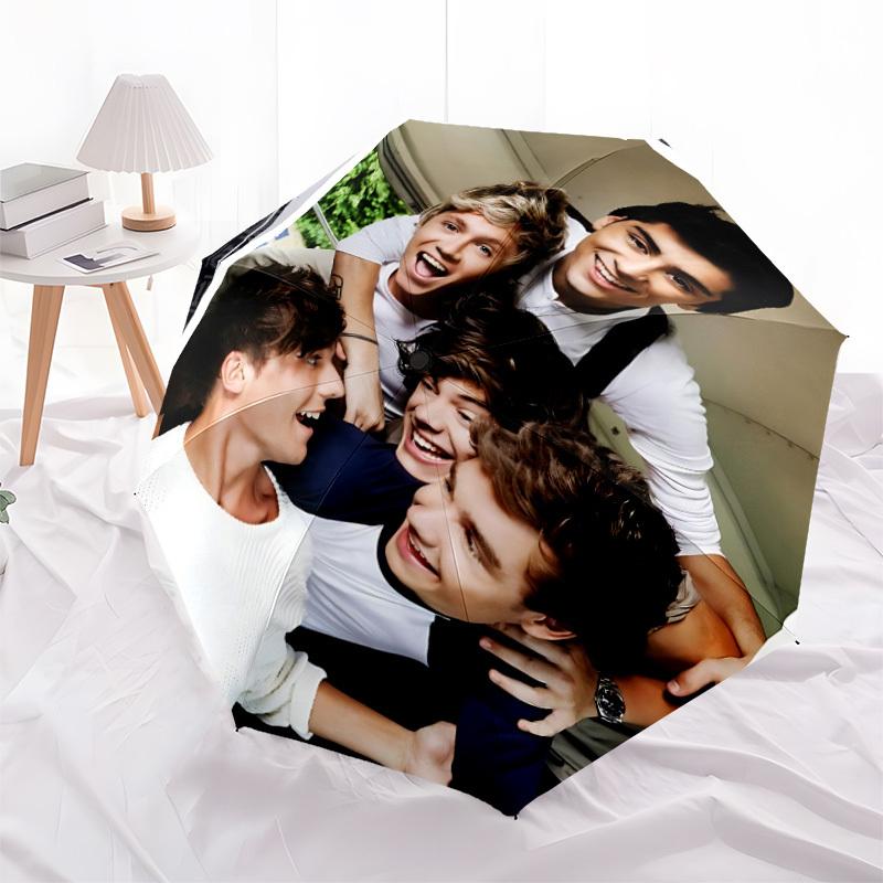 1pc One Direction Music Band Automatic Open/close Folding Portable Umbrella with 8-Rib Structure for Women/Men, All-Season Use a0901113
