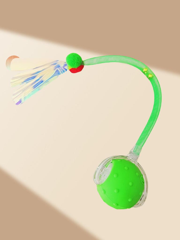 Automatic Cat Teaser Ball with Dragonfly Tail - Interactive, Self-Entertainment Toy for Physical Activity and Decompression
