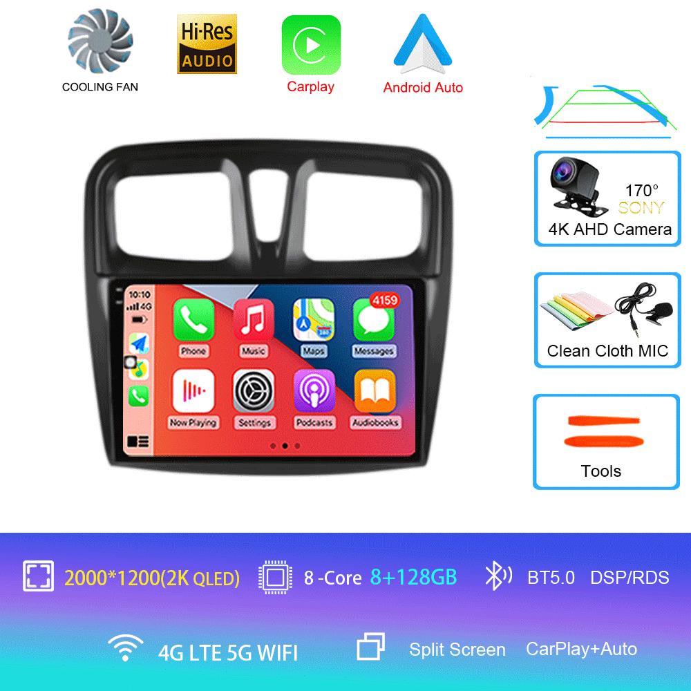 For Renault Logan 2 Sandero 2 2012-2019 Car Radio Android 14 Carplay Auto 2K Screen Multimedia Player Autoradio Stereo Head Unit