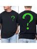 Men's Cotton Short Sleeve T-Shirt Green Question Mark Pattern Crew Neck Tee Casual for Daily