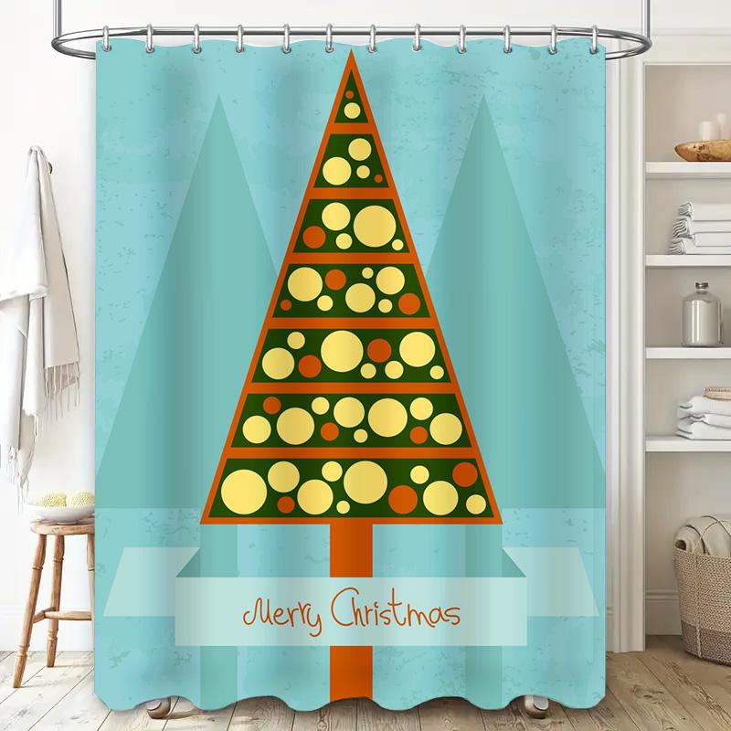 Tu Bathroom Curtain Christmas Pattern Festive Holiday Decor Shower Curtain Modern Abstract Art Home Textile Waterproof Fabric