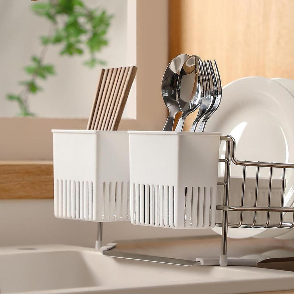 Utensil Storage Holder for Forks and Spoons Draining Rack Basket Tableware Organizer for Kitchen Sink