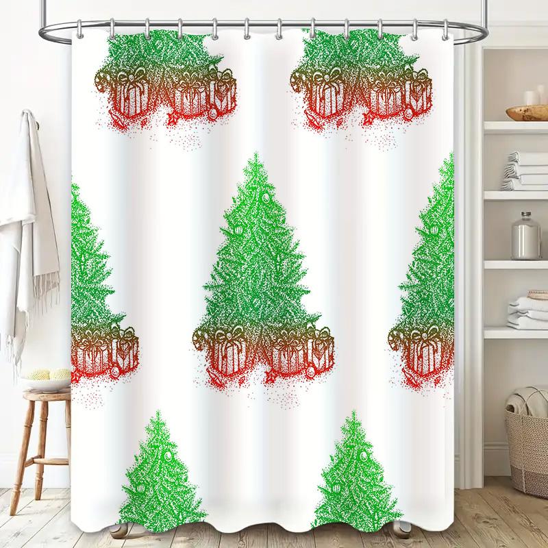 Christmas Tree Shower Curtain Waterproof Polyester Fabric Winter Holiday Decorations Home Bathroom Accessories