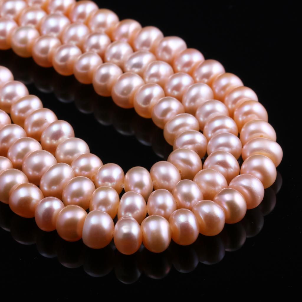 1String, Natural Freshwater Pearls, 5-6 Mm Button Pearl Beads for Jewelry Making DIY Necklace Supplies, Birthday Party Gifts for Women, 36cm