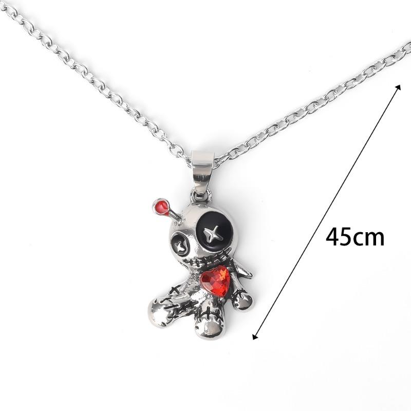 Halloween Gothic Curse Doll Necklace Cartoon Dark Style Terror Doll Silvery Necklace Create Festival Horror Atmosphere Jewelry
