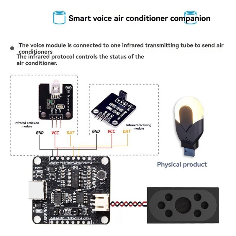 ASR-PRO Development Board Pin Headers Not Soldered AI Offline Speech Recognition Control Module