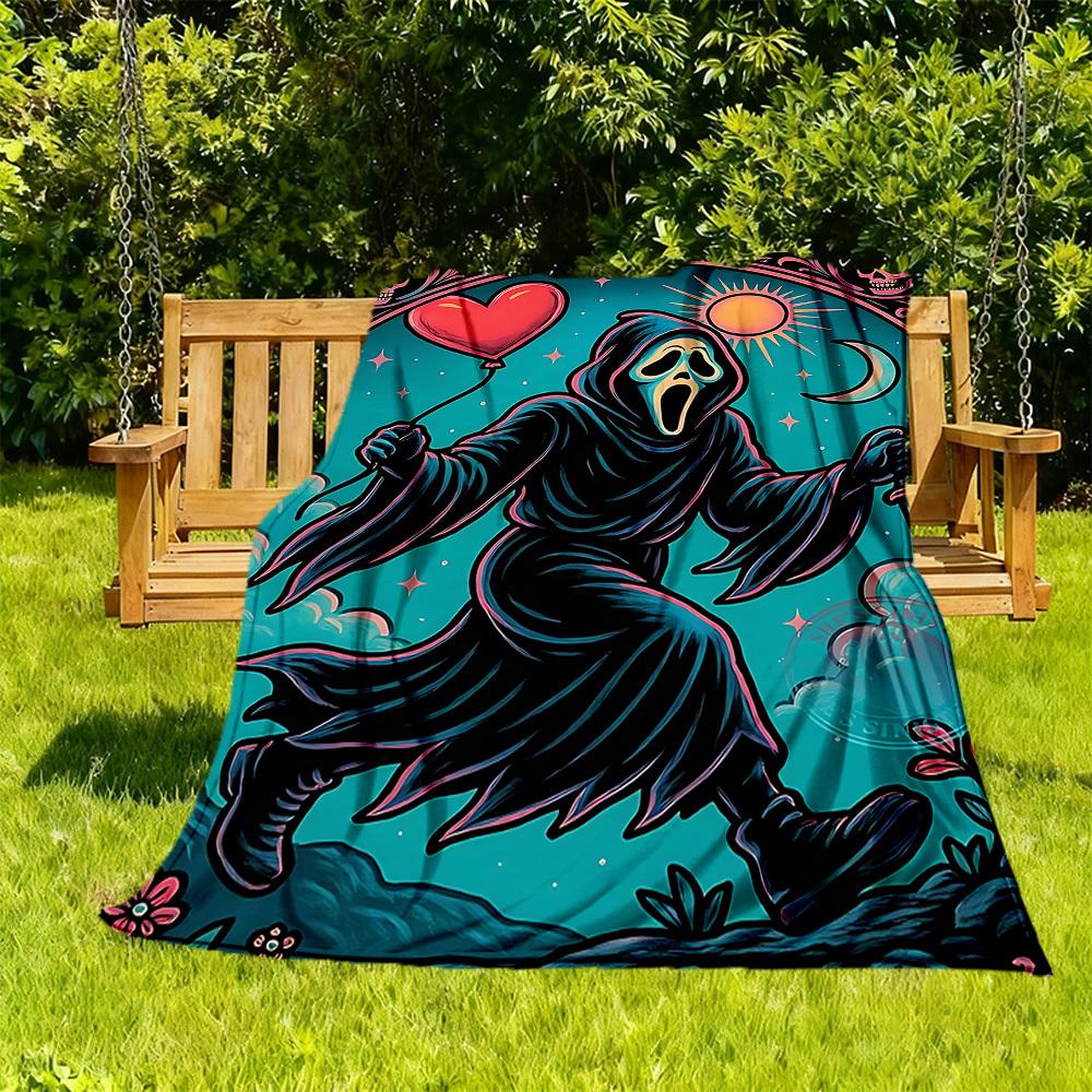 1pc Scream Outdoor Blanket Lightweight Flannel, Soft & Warm, All Season Use for Sofa, Outdoor, Camping, Living Room, Office, Chair