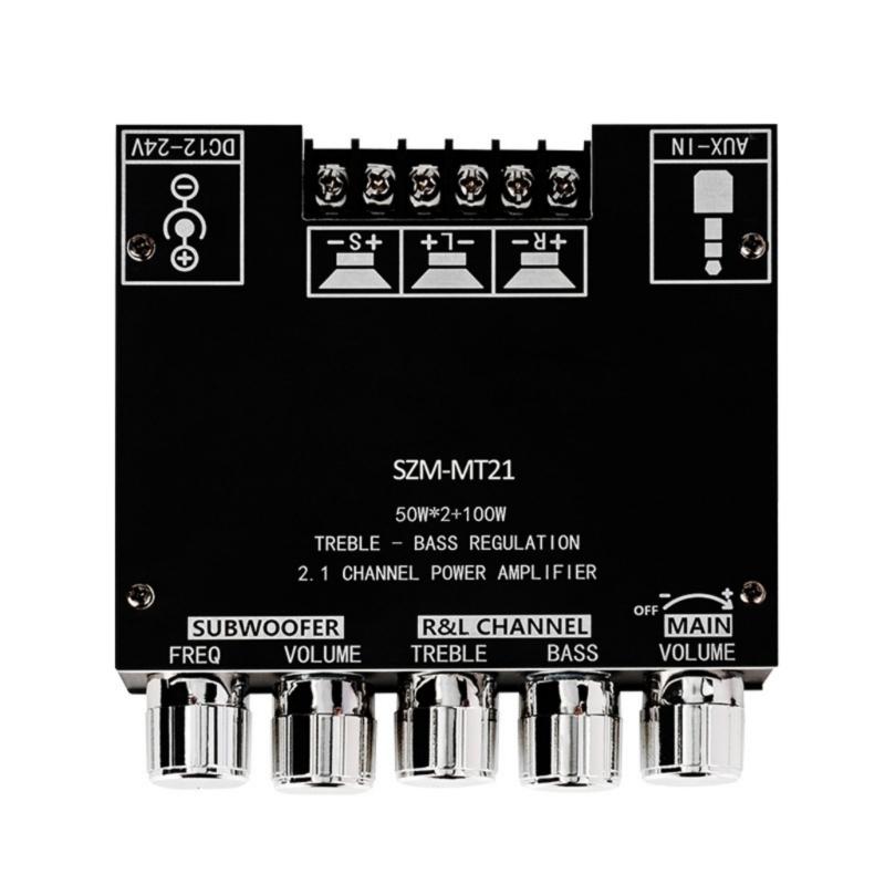 2x50W+100W Bluetooth-compatible Stereo Receiver Digital Amplifier Board Power Supply DC12V-24V Subwoofer 1