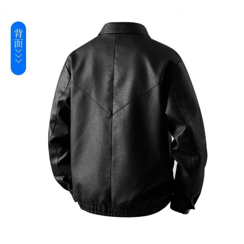 2025 Mens American Streetwear PU Leather Jacket Casual Loose Fit Biker Coat Teens