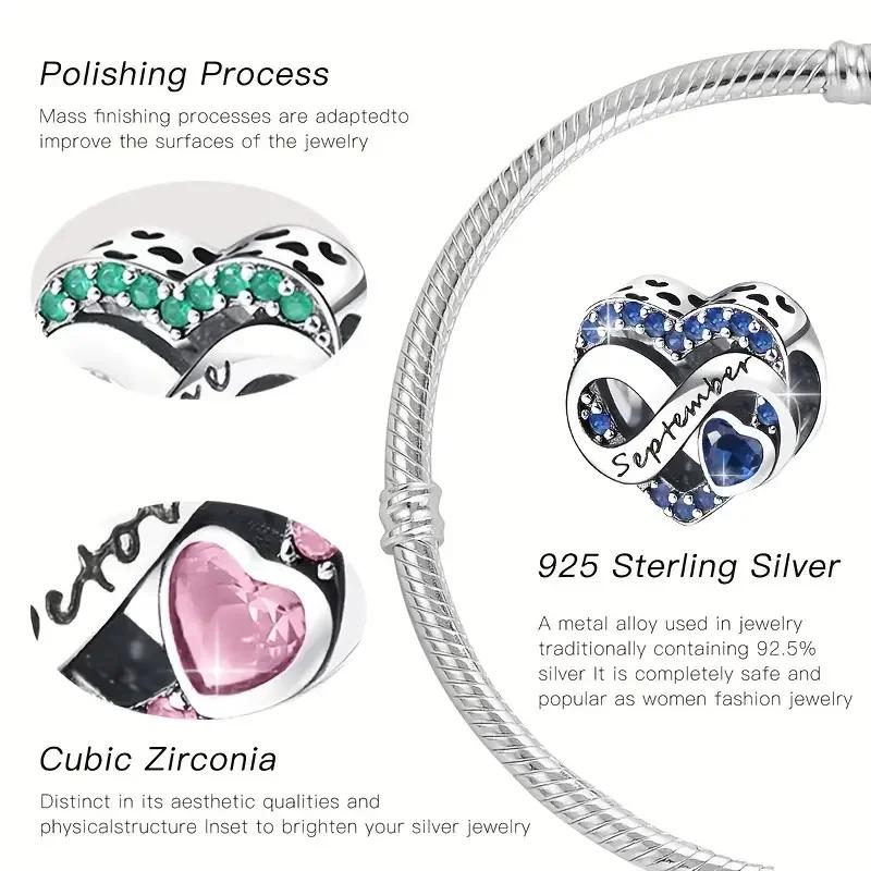 Copper 1-12 Month Love Series Birthday Charms Beads Fit Original Bracele For Women Diy Bead For Matching Jewelry Making Gift