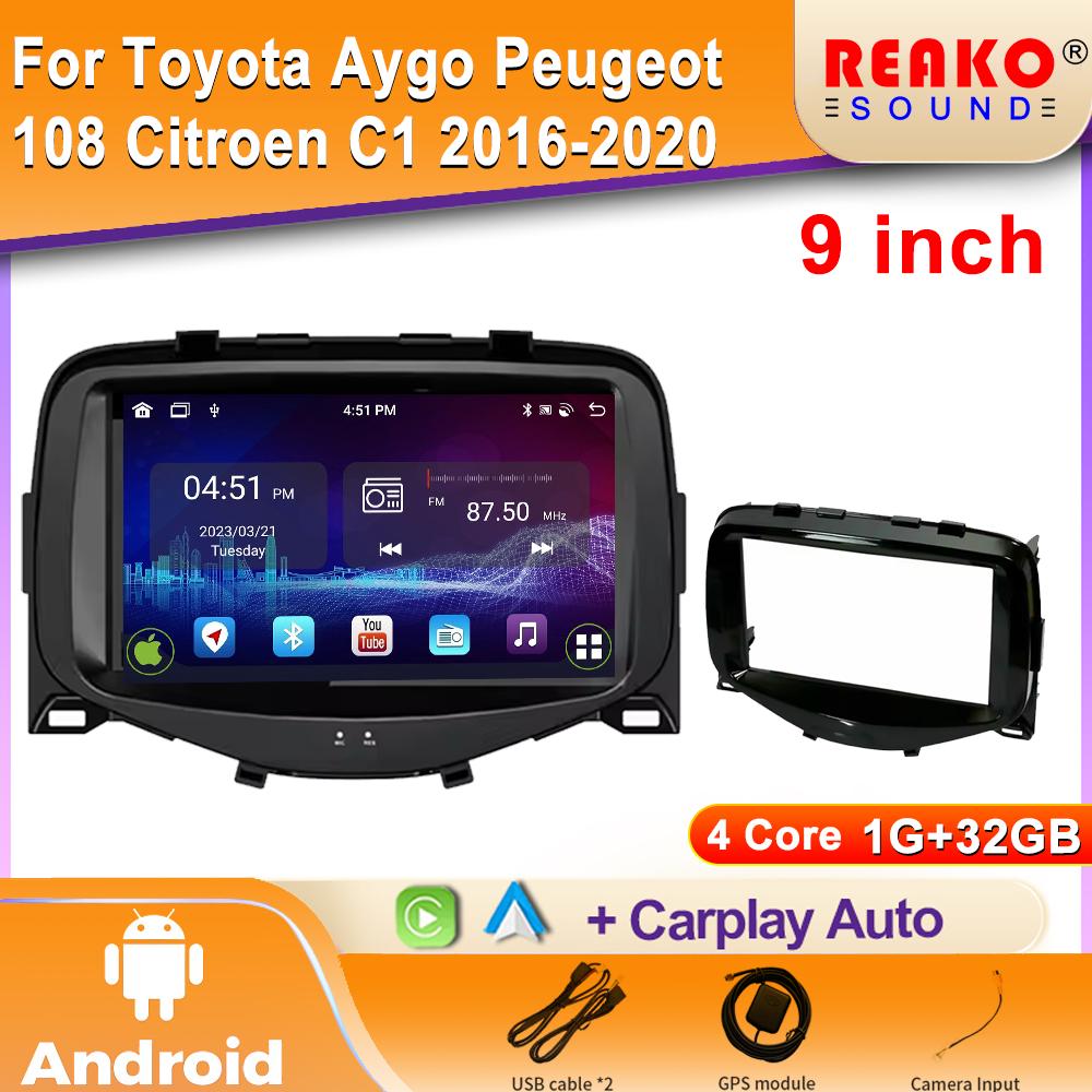 Android For Toyota Aygo Peugeot 108 Citroen C1 2016-2020 Car Radio Multimedia GPS Navigation Carplay Auto Player DSP DVD 2Din