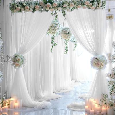 1pc Noble and Elegant Wedding Decoration Curtains(150x300cm), Hexagonal Background Curtains, Suitable for Weddings, Parties