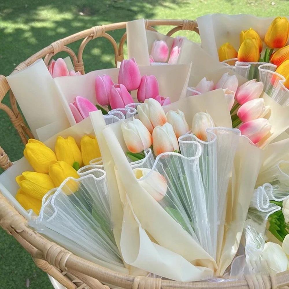 5/10pcs PU Tulip Simulation Flower Artificial Flowers Fake Tulips Real Touch Flower Arrangement Bouquet for Home Wedding Decor
