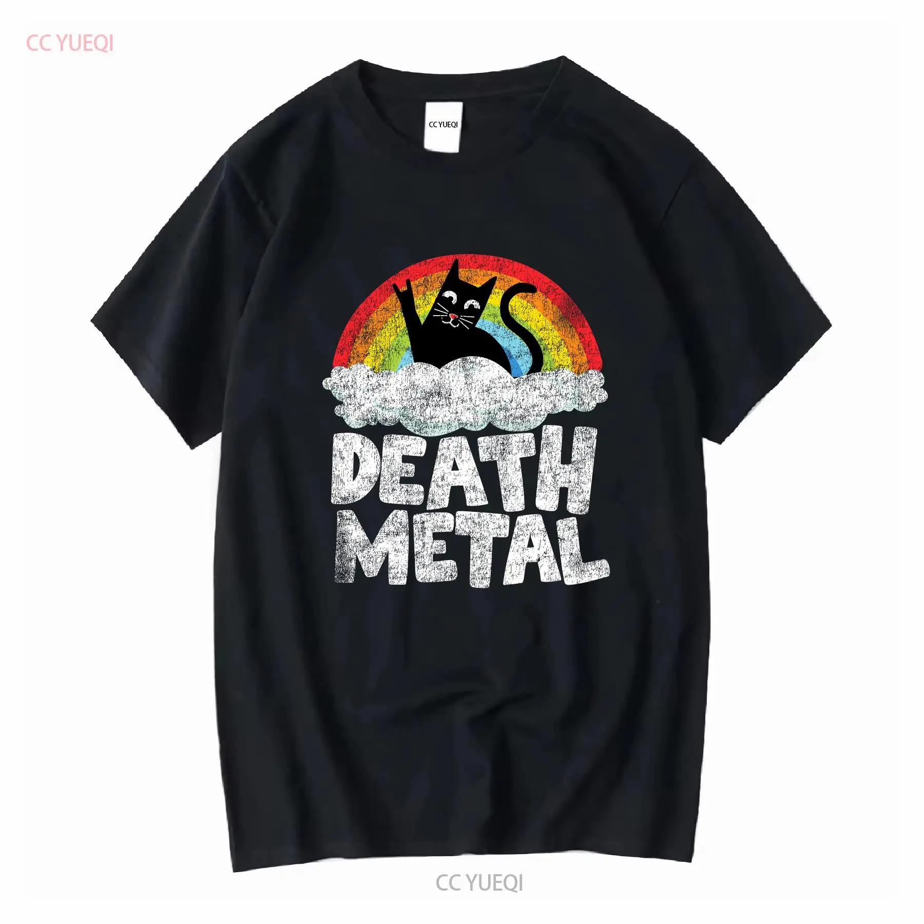 Funny Cat Rainbow Heavy Metal Musical Goth Band T Shirt long or short sleeves vintage Washed fashion Top For Everyday Wear S разноцветный