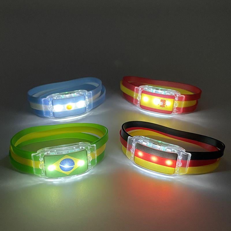 2022 World Cup Led Lighted Flag Silicone Bracelet Durable And Comfortable Sports Wristband