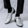 Fashion Men's Pointed Silver Green Monk Strap Loafter Leather Casual Men Shoes Man Male Formal Wedding Dress Shoes for Men