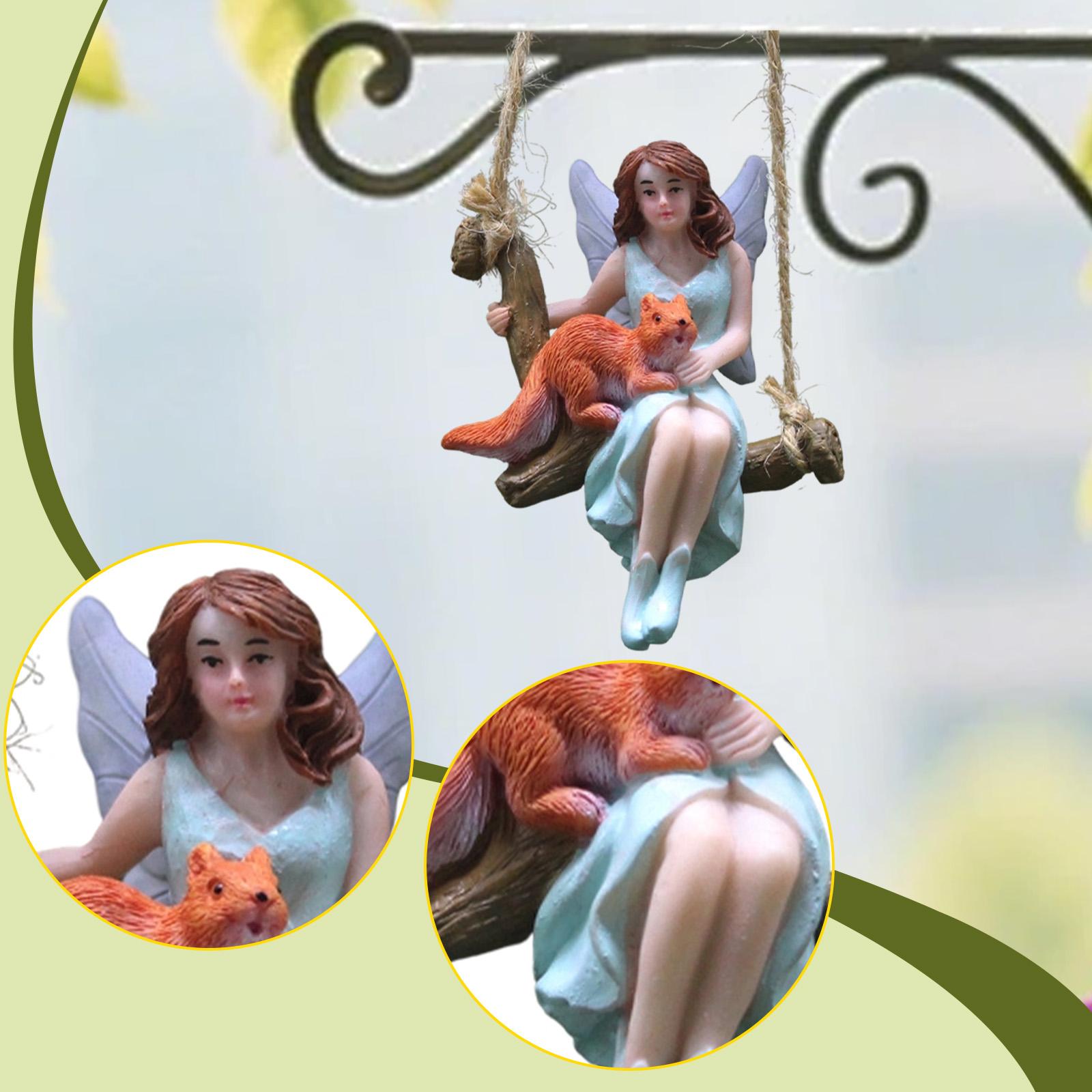 

Miniature Figurines Gift Hanging Fairy Garden Statue Sitting on Swing for Family Friends Lawn Flower Pot Plant Bonsai Planter разноцветный