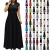 Women's Fashion Casual Loose Printed Round Neck Short Sleeve Long Dresses