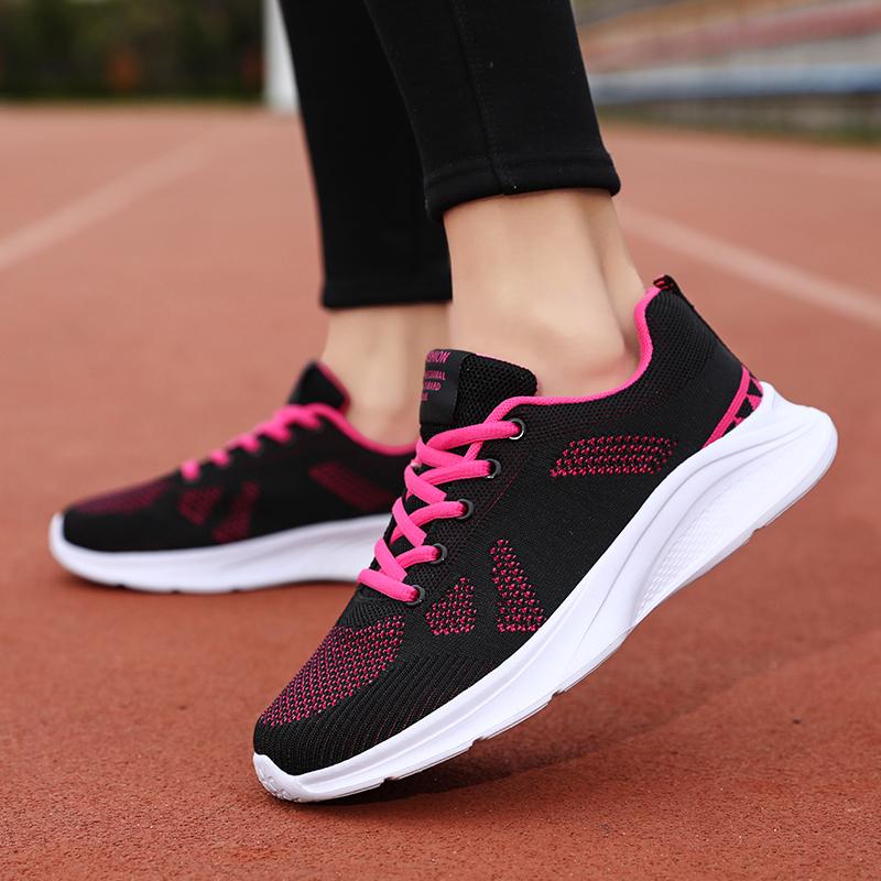 Women's Flying Woven Running Shoes Spring and Summer Low Cut Lightweight Breathable Mesh Casual Sports Shoes