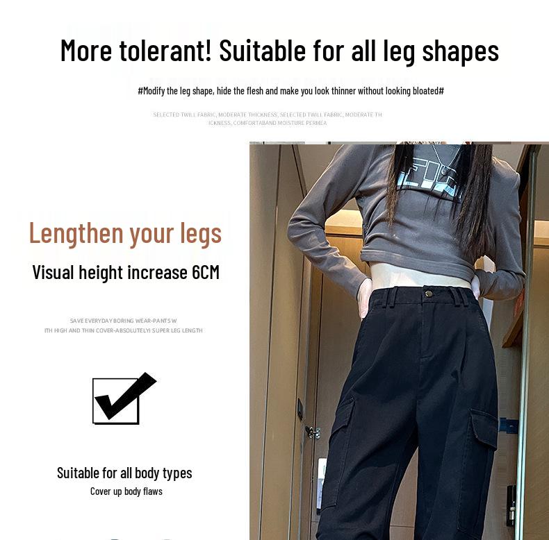 Women's High Waist Cargo Pants - Straight & Wide Leg Options for Spring/Autumn Climbing and Sports.