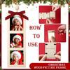 Wooden Picture Frames Christmas Tree Hanging Ornaments 6Pcs Memory Plaids Photo Strips with Bowknot For Festives Space