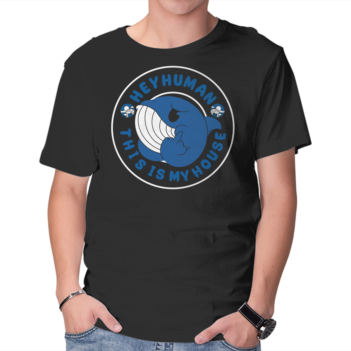 Unisex Crew Neck T-Shirt Hey Human Graphic Short Sleeve Casual Tee S