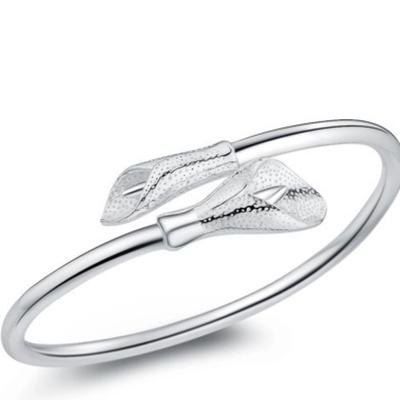 Silver Bracelet Women's Japanese and Korean Version of Horseshoe Lotus Bracelet Horseshoe Lotus Bracelet Silver Bracelet