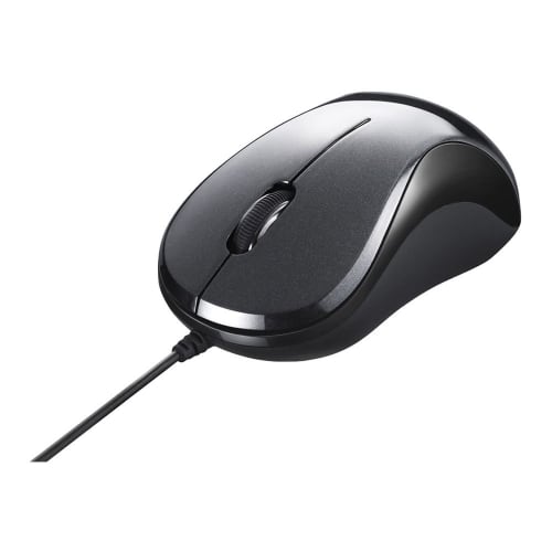 BUFFALO Wired BlueLED Quiet USB 3 Button Mouse Black BSMBU108BK