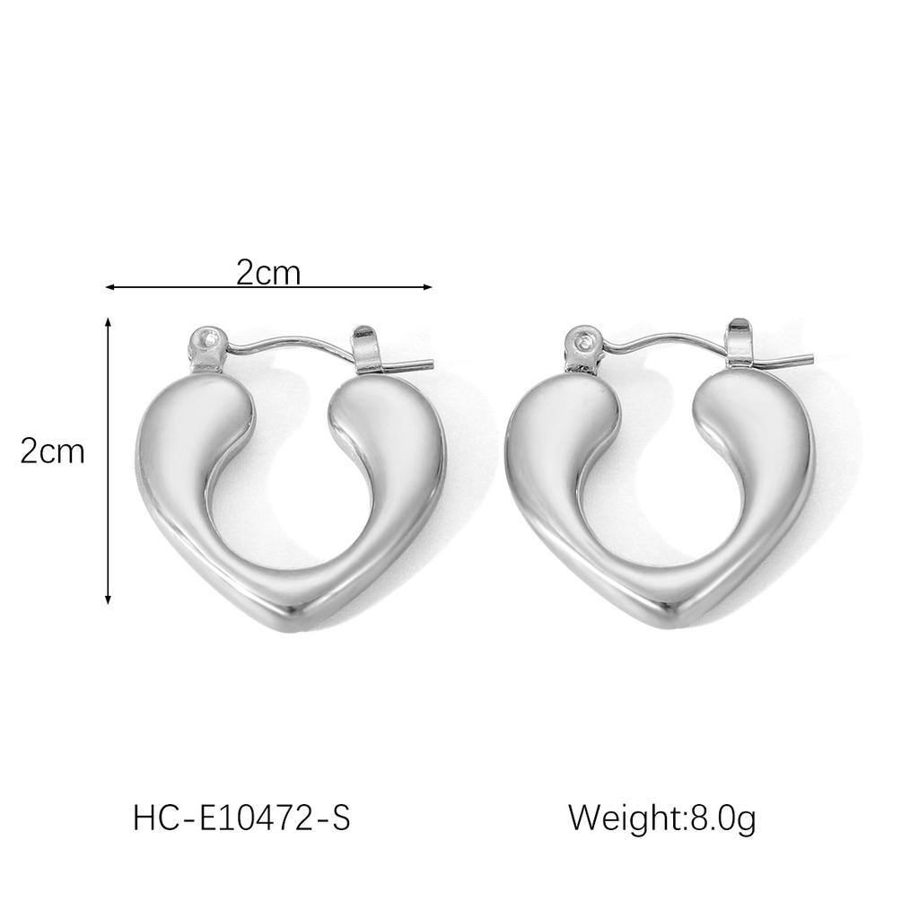 Stainless steel geometric earrings, women's fashion versatile heart-shaped titanium steel light luxury high-end ear jewelry